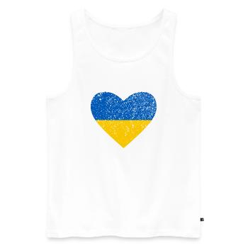 Ukraine, coeur bleu et jaune - Débardeur bio Premium Homme - blanc - Devant - AI Model Male 178 light (178cm)