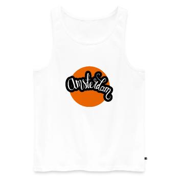 Amsterdam Dutch Orange T-shirt - Men's Premium Organic Tank Top - white - Front - AI Model Male 178 light (178cm)
