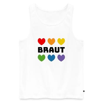 Regenbogenherzchen Braut schwarz - Männer Premium Bio Tank Top - Weiß - Vorne - Michal (187cm)