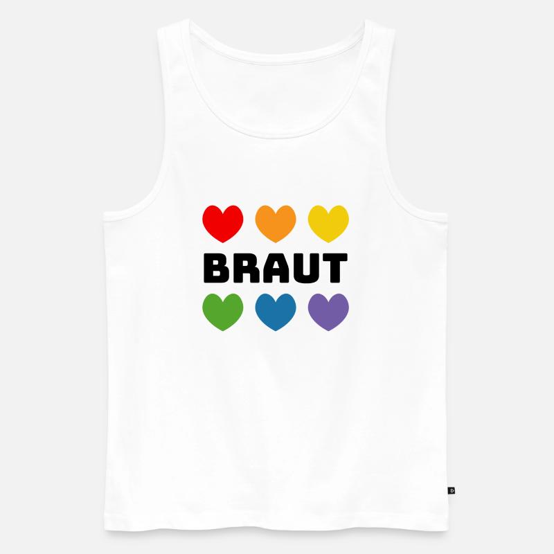 Regenbogenherzchen Braut schwarz - Männer Premium Bio Tank Top - Weiß