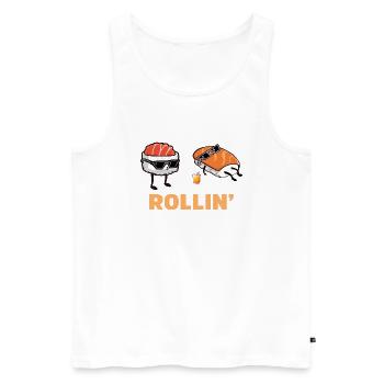 Rollin' Sushi - Men's Premium Organic Tank Top - white - Front - Michal (187cm)