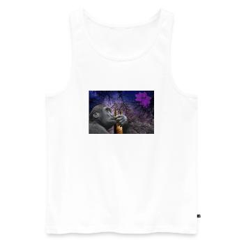 Affe. - Männer Premium Bio Tank Top - Weiß - Vorne - Michal (187cm)