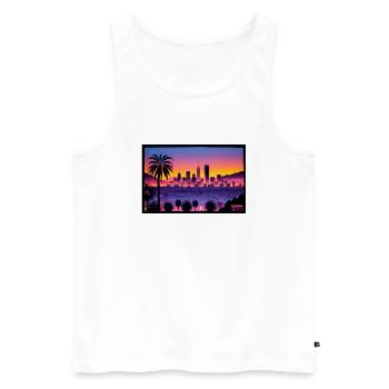 Sunset City - Männer Premium Bio Tank Top - Weiß - Vorne - Michal (187cm)