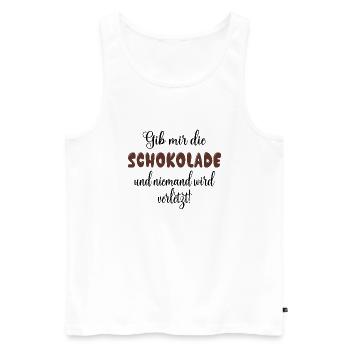 Gib mir die Schokolade und niemand wird verletzt! - Männer Premium Bio Tank Top - Weiß - Vorne - AI Model Male 178 light (178cm)