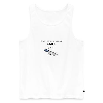 Stock market wisdom: Never catch a fallling knife - Men's Premium Organic Tank Top - white - Front - Michal (187cm)
