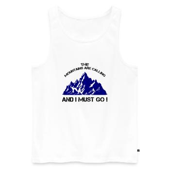 Les montagnes appellent I Must Go - Débardeur bio Premium Homme - blanc - Devant - AI Model Male 178 light (178cm)
