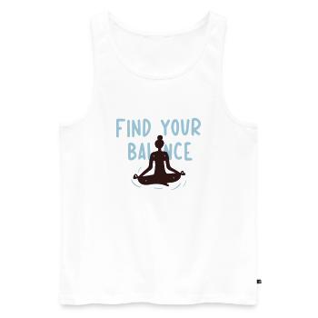 Cadeau 'Find Your Balance', Inspiration Yoga - Débardeur bio Premium Homme - blanc - Devant - AI Model Male 178 light (178cm)