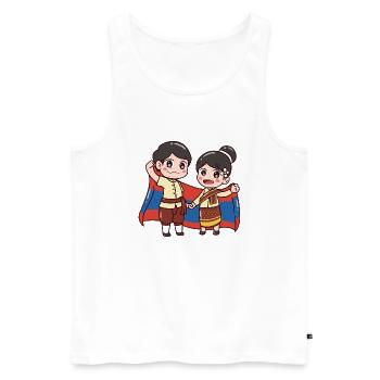 Laos Lao Laotian Flag Elephant Lao I Gift - Men's Premium Organic Tank Top - white - Front - AI Model Male 178 light (178cm)