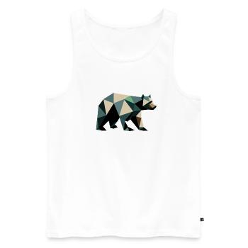 Bear, Polygon, Angular, Hiking, Trees, Animal, Wilderness, Nature - Men's Premium Organic Tank Top - white - Front - AI Model Male 178 light (178cm)