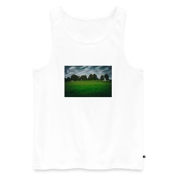 Land and trees - Men's Premium Organic Tank Top - white - Front - AI Model Male 178 light (178cm)