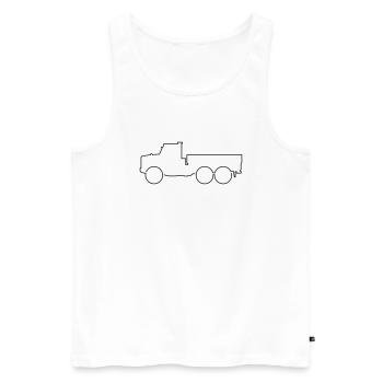 Oshkosh LKW Offroad Truck Gelände Minimalistisch - Männer Premium Bio Tank Top - Weiß - Vorne - AI Model Male 178 light (178cm)