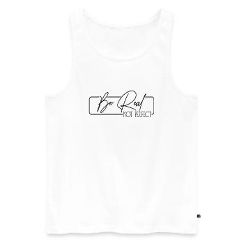 Be Real Not Perfect - Männer Premium Bio Tank Top - Weiß - Vorne - AI Model Male 178 light (178cm)