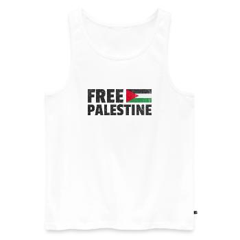 Palestine libre : Soutenir les droits des Palestiniens - Débardeur bio Premium Homme - blanc - Devant - Michal (187cm)