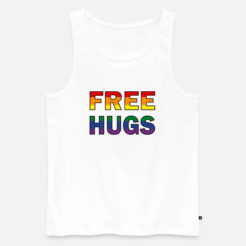 Free Hugs Regenbogenfahne - Männer Premium Bio Tank Top - Weiß