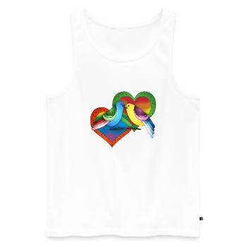 Oiseaux colorés - Débardeur bio Premium Homme - blanc - Devant - Michal (187cm)