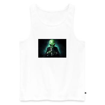 Alien working as an influencer on social media. - Men's Premium Organic Tank Top - white - Front - AI Model Male 178 light (178cm)