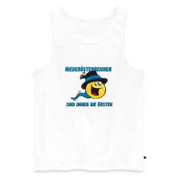 Niederösterreicher sind immer die Ersten - Männer Premium Bio Tank Top - Weiß - Vorne - Michal (187cm)