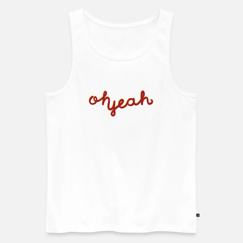 oh yeah rot - Männer Premium Bio Tank Top - Weiß