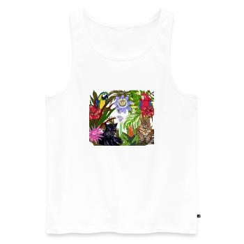 Jungle picture with two macaws and big cats - Men's Premium Organic Tank Top - white - Front - AI Model Male 178 light (178cm)