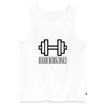 Fitness Hantel Sport Design in Schwarz - Männer Premium Bio Tank Top - Weiß - Vorne - AI Model Male 178 light (178cm)