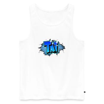 Graffiti TAI mur fissure Brique Bleu - Débardeur bio Premium Homme - blanc - Devant - AI Model Male 178 light (178cm)