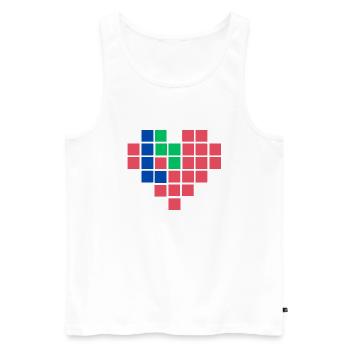 Pixel-Herz - Männer Premium Bio Tank Top - Weiß - Vorne - AI Model Male 178 light (178cm)