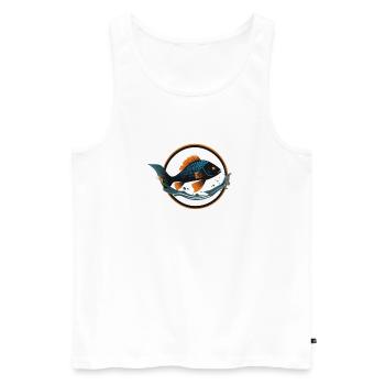 Fisch im Wasser - Männer Premium Bio Tank Top - Weiß - Vorne - Michal (187cm)