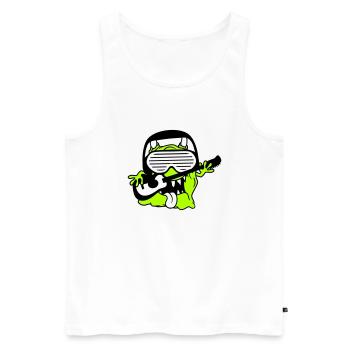 Cool Party Monster Alien joue de la musique de guitare - Débardeur bio Premium Homme - blanc - Devant - Michal (187cm)