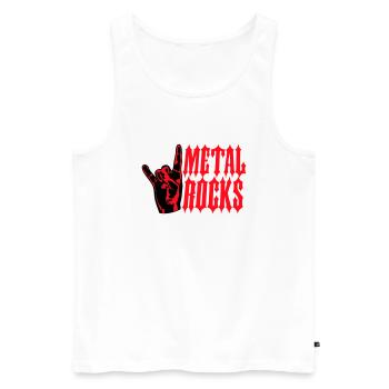 Heavy Metal Rocks Hard Rock Music Text Saying Logo - Men's Premium Organic Tank Top - white - Front - Michal (187cm)