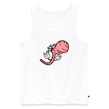 Heavy Metal Worm King Crown Horns Hand Gesture Fun - Men's Premium Organic Tank Top - white - Front - Michal (187cm)