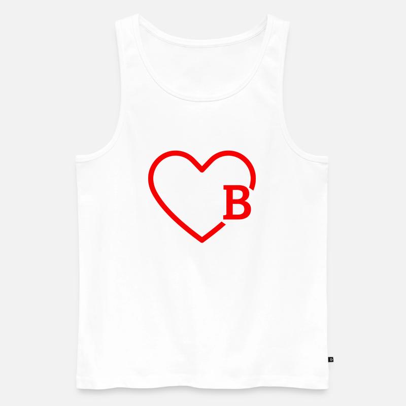Buchstabe B Rotes Herz - Männer Premium Bio Tank Top - Weiß