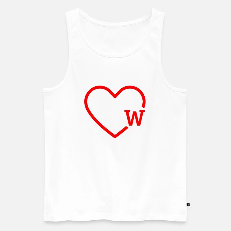 Buchstabe w Rotes Herz - Männer Premium Bio Tank Top - Weiß