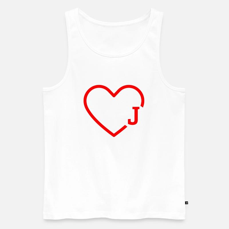 Buchstabe J Rotes Herz - Männer Premium Bio Tank Top - Weiß