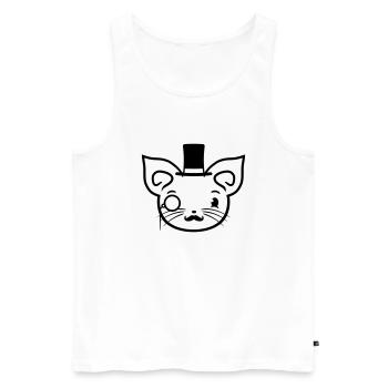 Sir Cat Gentleman Chapeau haut de forme Monocle Rich Gentleman - Débardeur bio Premium Homme - blanc - Devant - AI Model Male 178 light (178cm)
