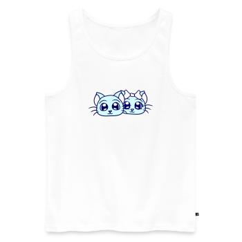 Zwei Katzen Paar 2 Romantisches verliebtes Pärchen - Männer Premium Bio Tank Top - Weiß - Vorne - Michal (187cm)