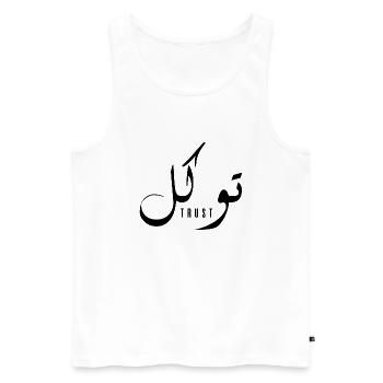 Tawakoll in Arabic - trust - Men's Premium Organic Tank Top - white - Front - Michal (187cm)