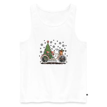 Fahrrad Weihnachtsbeleuchtung Vintage Road Cycling - Männer Premium Bio Tank Top - Weiß - Vorne - Michal (187cm)