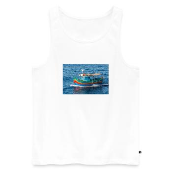 Malta traditionelles Fischerboot Luzzu - Männer Premium Bio Tank Top - Weiß - Vorne - AI Model Male 178 light (178cm)