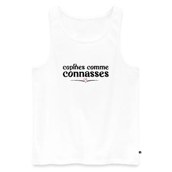 copines comme connasses - Débardeur bio Premium Homme - blanc - Devant - AI Model Male 178 light (178cm)