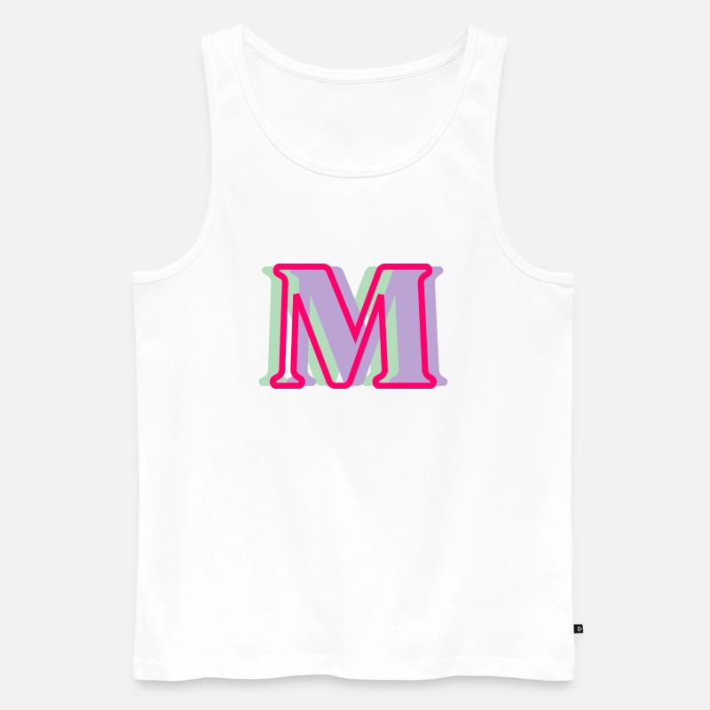 Mehrfarbiger Buchstabe m - Männer Premium Bio Tank Top - Weiß