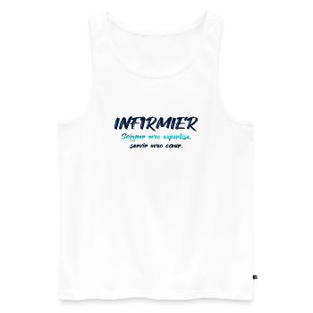 INFIRMIERE INFIRMIER DOCTEUR HUMOUR DRÖLES D - Débardeur bio Premium Homme - blanc - Devant - Michal (187cm)