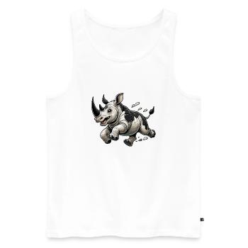 Rhinoceros Läuft - Männer Premium Bio Tank Top - Weiß - Vorne - AI Model Male 178 light (178cm)
