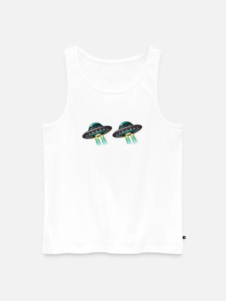 Ufos Untertasse Comic - Männer Premium Bio Tank Top - Weiß