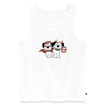 2 Chiens Ange Diable Satan Ciel Enfer Conscience - Débardeur bio Premium Homme - blanc - Devant - Michal (187cm)