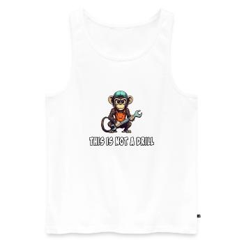 This Is Not a Drill - Monkey with Spanner Design - Men's Premium Organic Tank Top - white - Front - AI Model Male 178 light (178cm)
