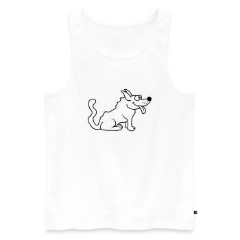 Cher chien tire la langue joyeusement - Débardeur bio Premium Homme - blanc - Devant - Michal (187cm)