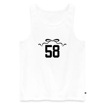 Numéro 58 noeud - 58e anniversaire - Débardeur bio Premium Homme - blanc - Devant - AI Model Male 178 light (178cm)