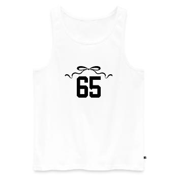 Numéro 65 noeud - 65e anniversaire - Débardeur bio Premium Homme - blanc - Devant - Michal (187cm)
