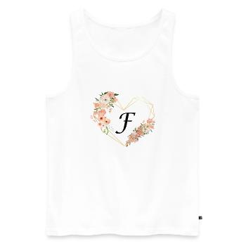 Lettre f cœur doré floral - Débardeur bio Premium Homme - blanc - Devant - Michal (187cm)
