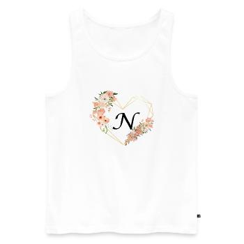 Lettre n cœur doré floral - Débardeur bio Premium Homme - blanc - Devant - AI Model Male 178 light (178cm)